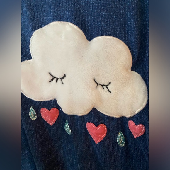 Super soft pajama set with fuzzy white cloud. NWOT sparkly fabric PJs XL - Picture 6 of 16